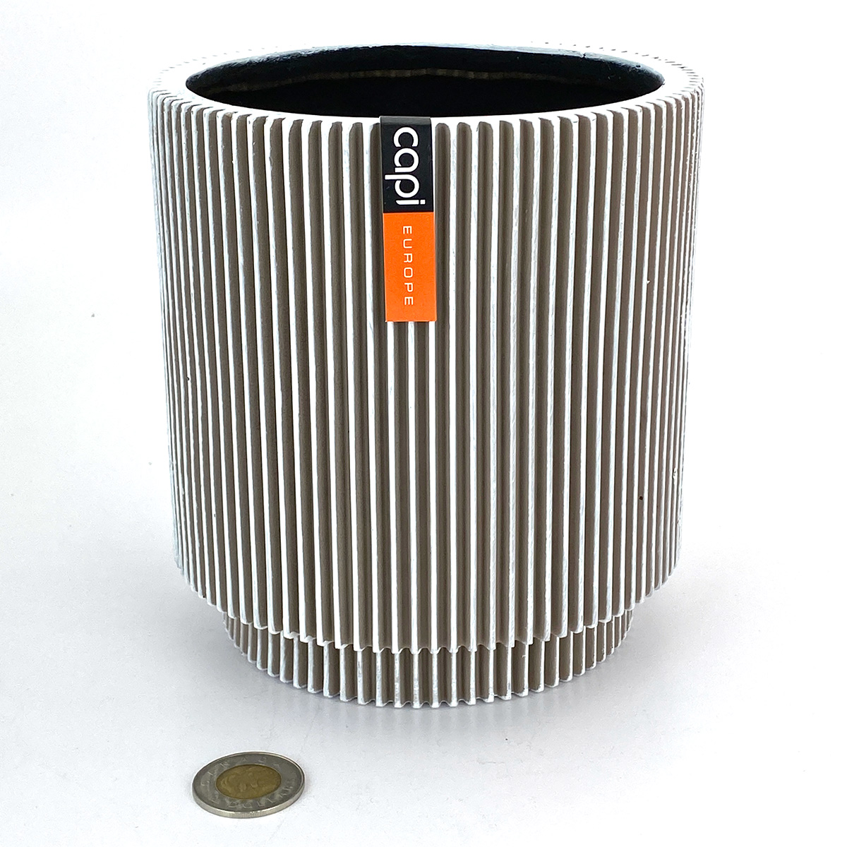 Capi Vase Cylinder Groove Ivory Pot 15x16