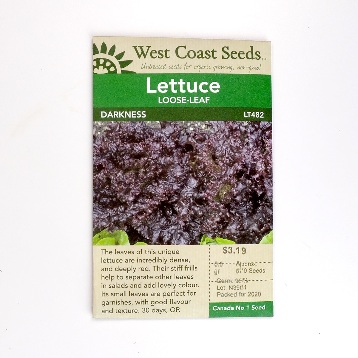 Lettuce Loose-Leaf Darkness Seeds LT482