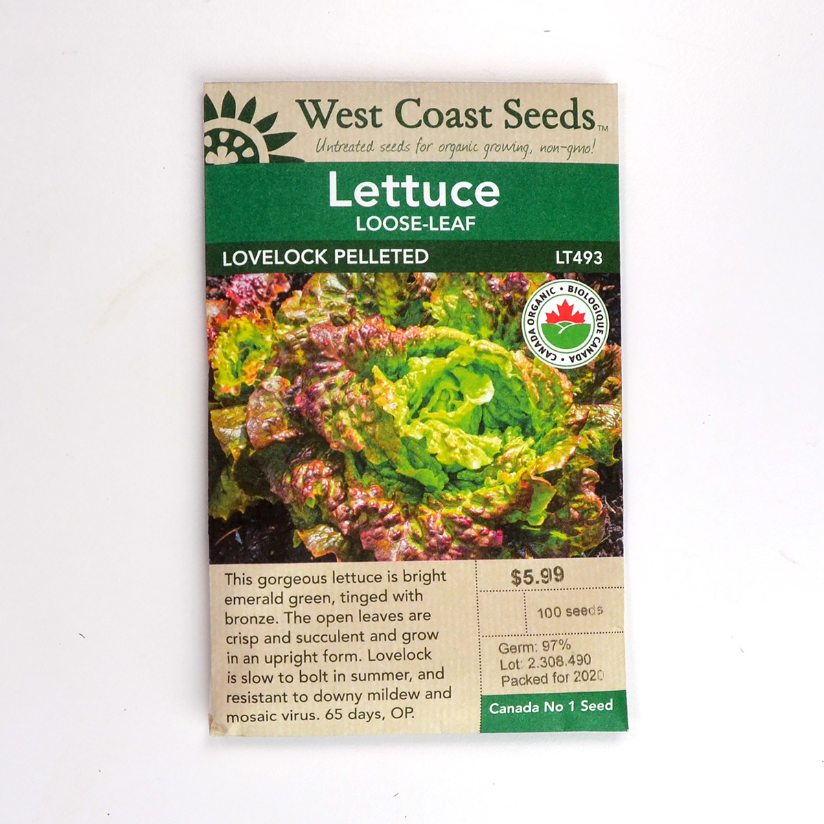 Lettuce Loose-Leaf Lovelock Pelleted Seeds LT493 