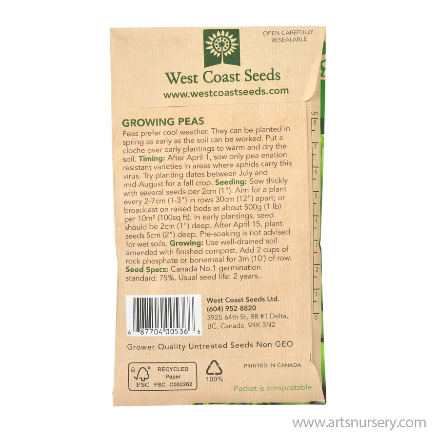 Sugar Ann Snap Peas Seeds West Coast Seeds Art S Nursery Ltd