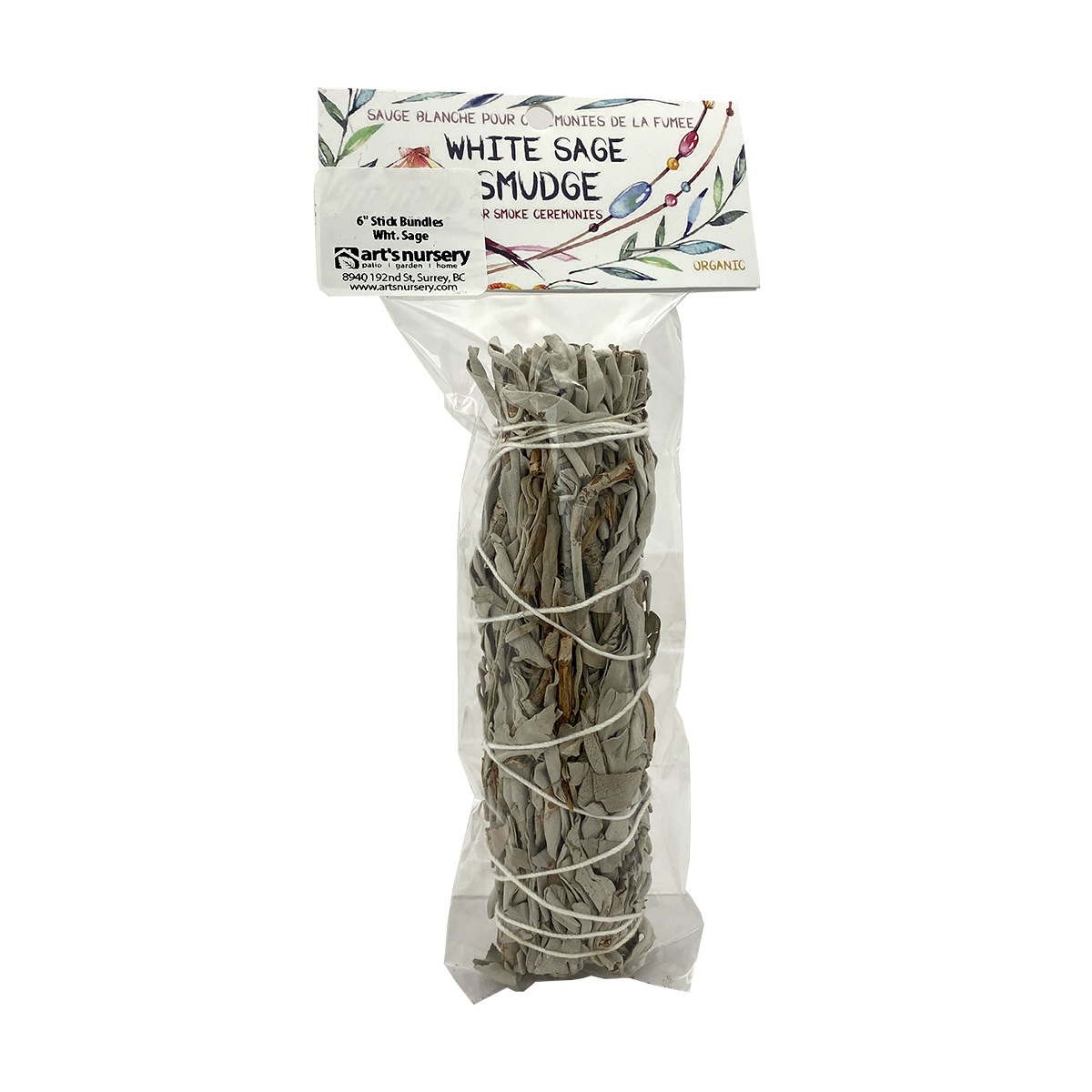 White Sage Smudge Stick 6in Bundle
