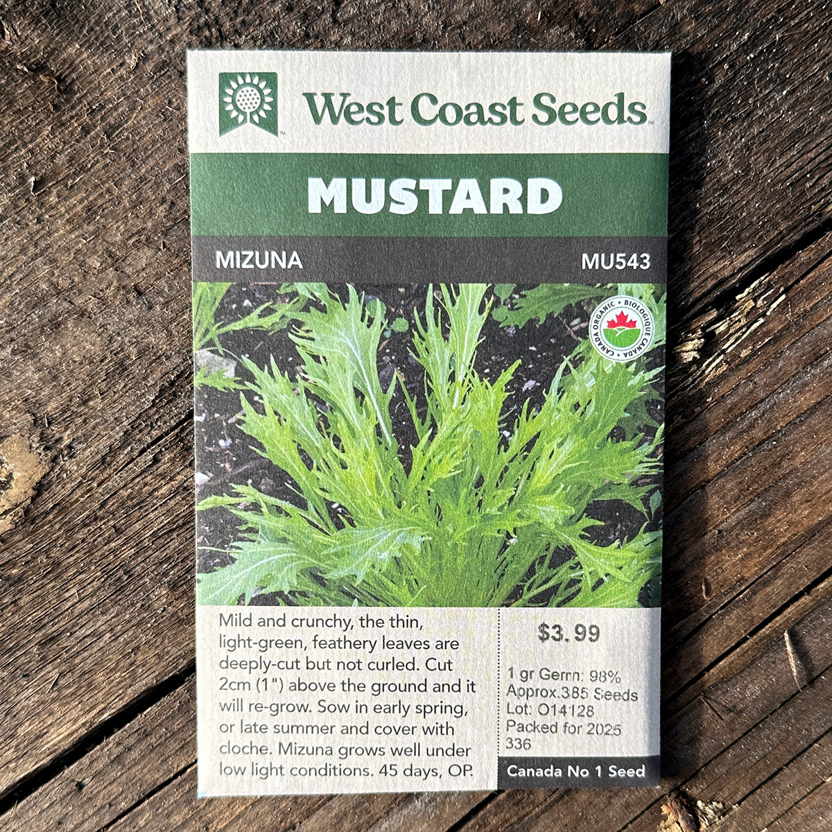 Mustard Mizuna MU543 | West Coast Seeds